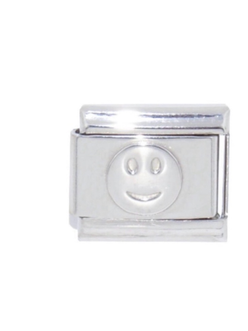 Silver 9mm Italian Charm Smiley Face Minimal Link Bracelet